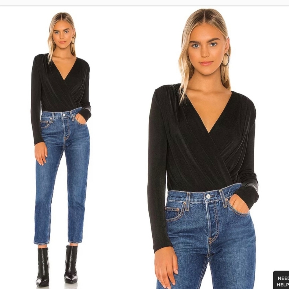 Free People Intimately Turnt Drape Wrap Bodysuit Sz S Black